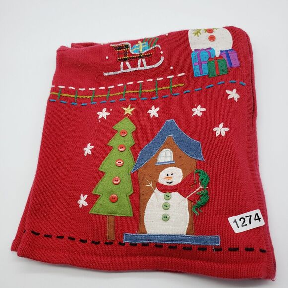 Vintage Designers Originals Studio Sweater Vest Women red 3X Snowman Christmas - Picture 9 of 9